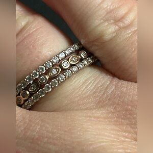 Rose Gold Plated 925 Silver CZ Ring Stacked Set (3)‎ Size 10
